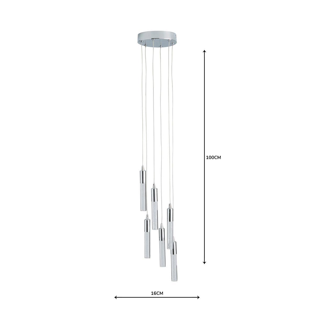 Tassani 6 Light Integrated LED Bubble Glass Cluster Ceilling Fitting Chrome – image 5