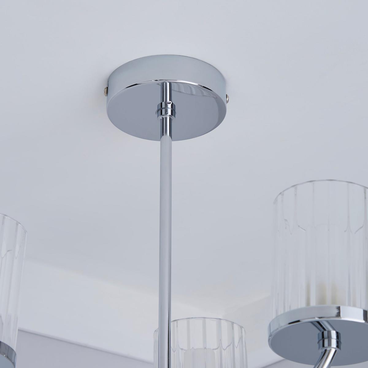 Mavia 3 Light Glass Bathroom Ceiling Fitting Silver – image 4