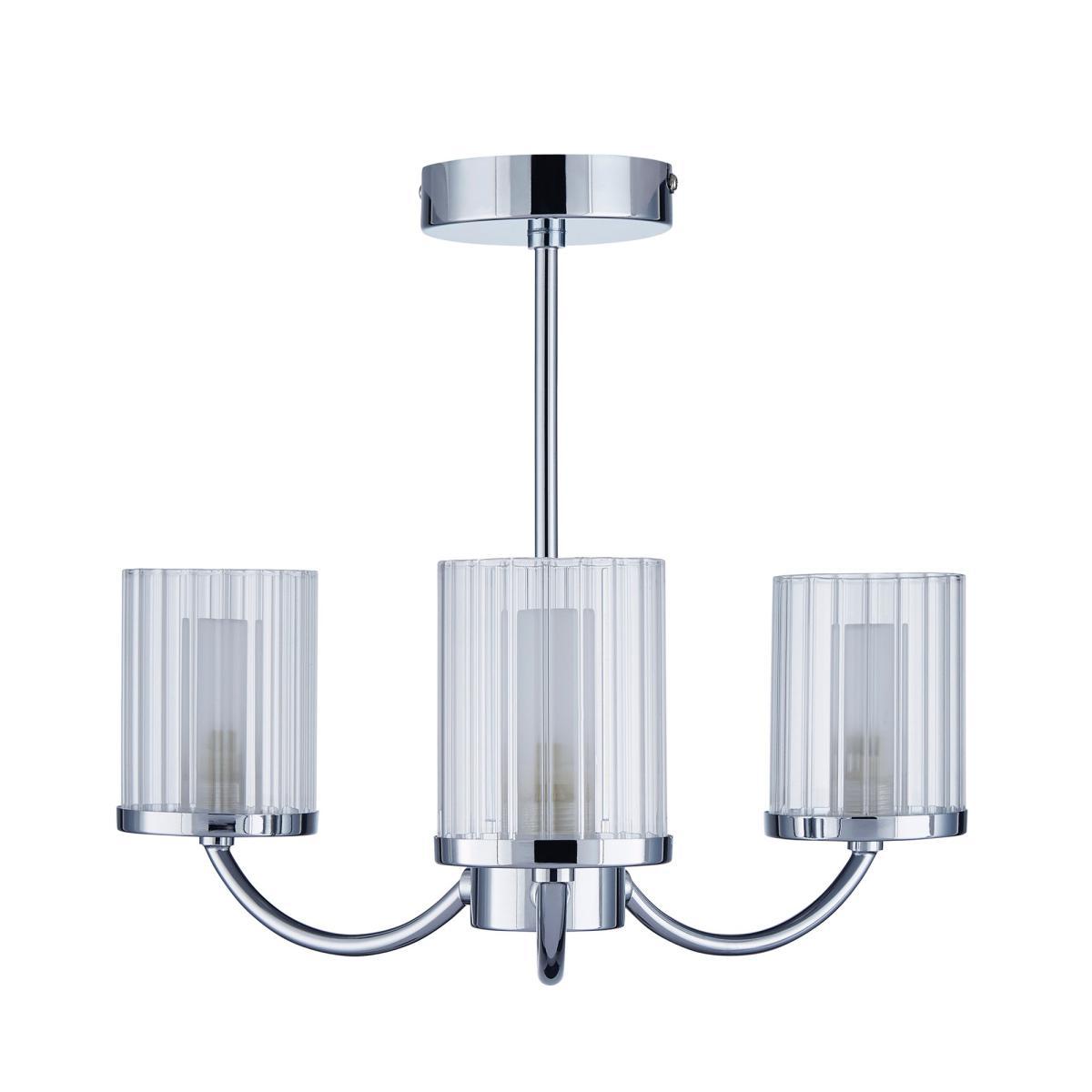Mavia 3 Light Glass Bathroom Ceiling Fitting Silver – image 5