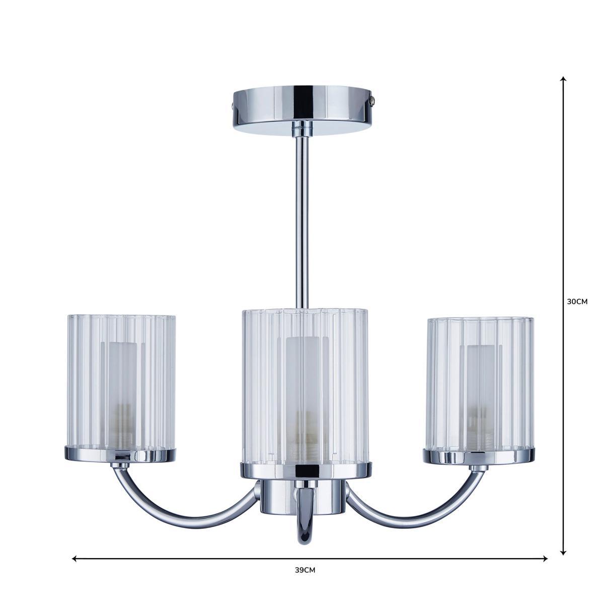 Mavia 3 Light Glass Bathroom Ceiling Fitting Silver – image 6