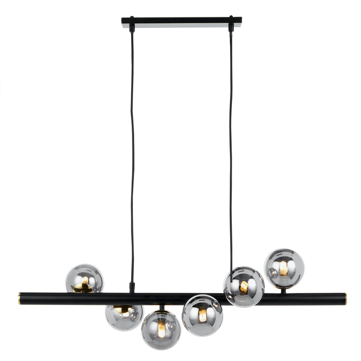 Blair Smoke Glass Ball and Black Metal Diner Ceiling Fitting Black – image 2