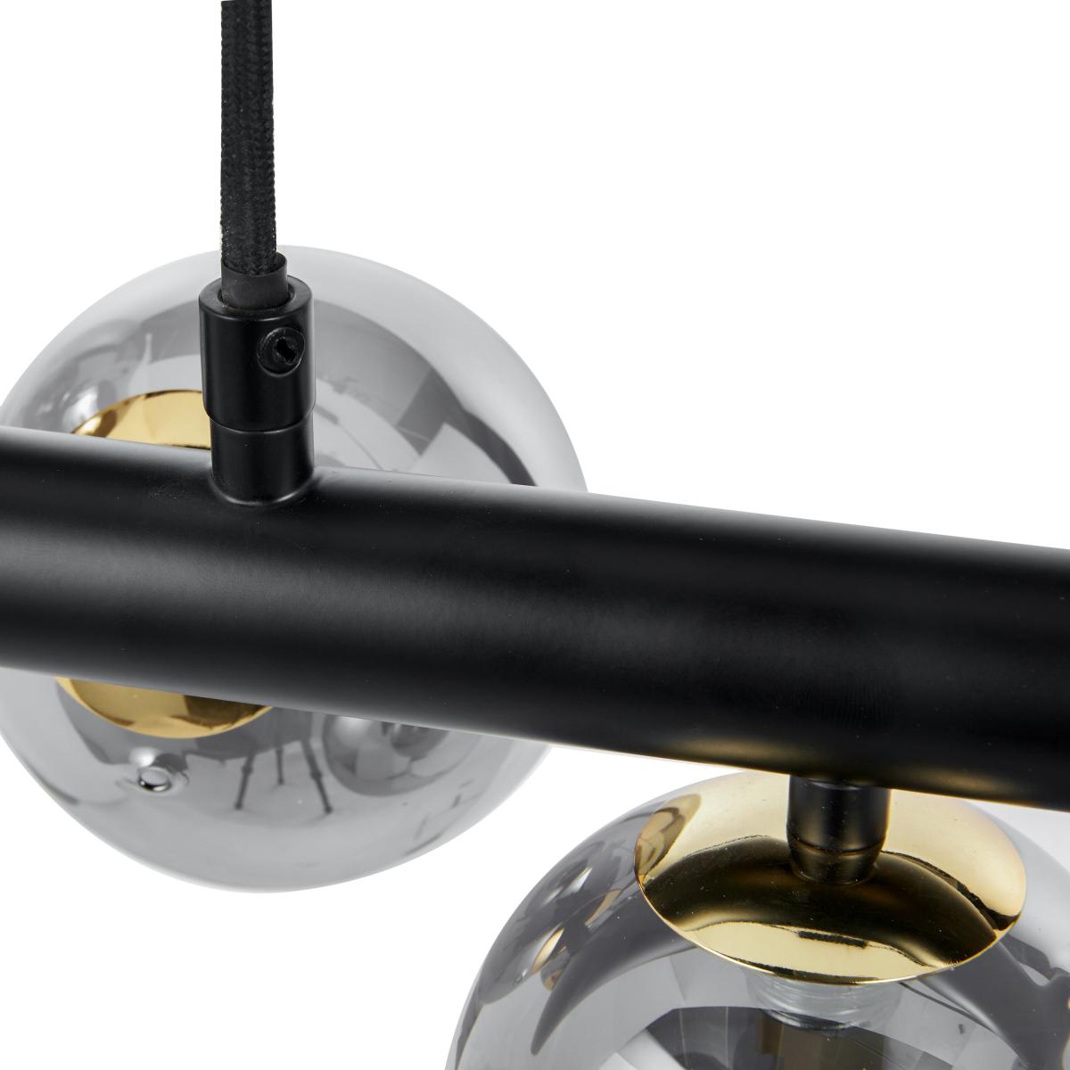 Blair Smoke Glass Ball and Black Metal Diner Ceiling Fitting Black – image 3