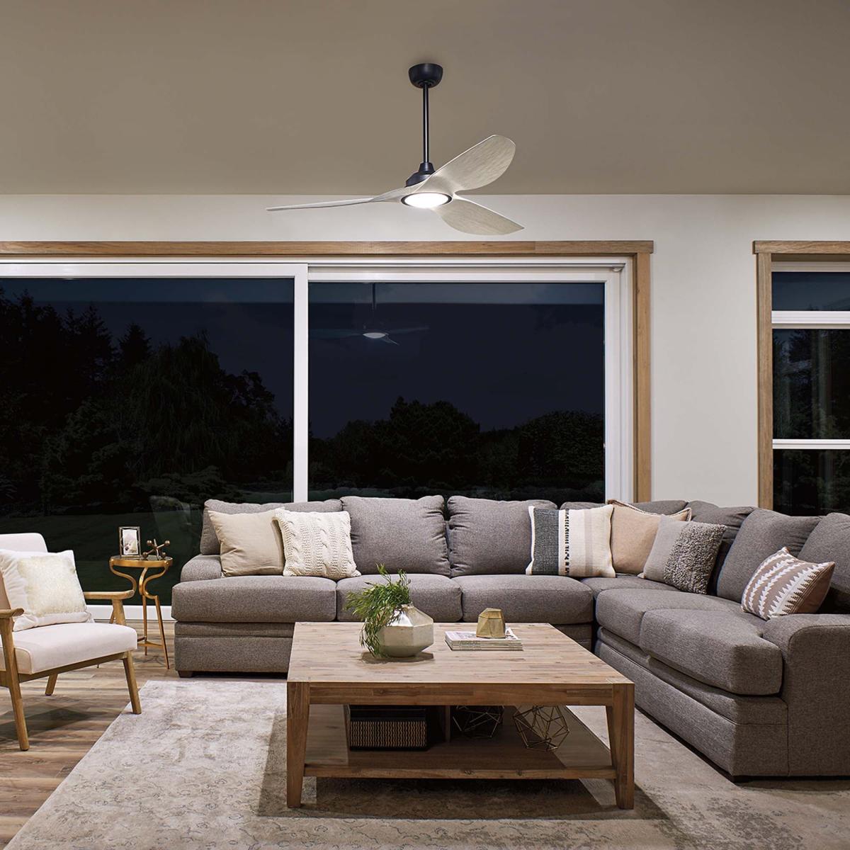 Kichler Imari Ceiling Fan with Light & Remote, 165cm Black – image 3