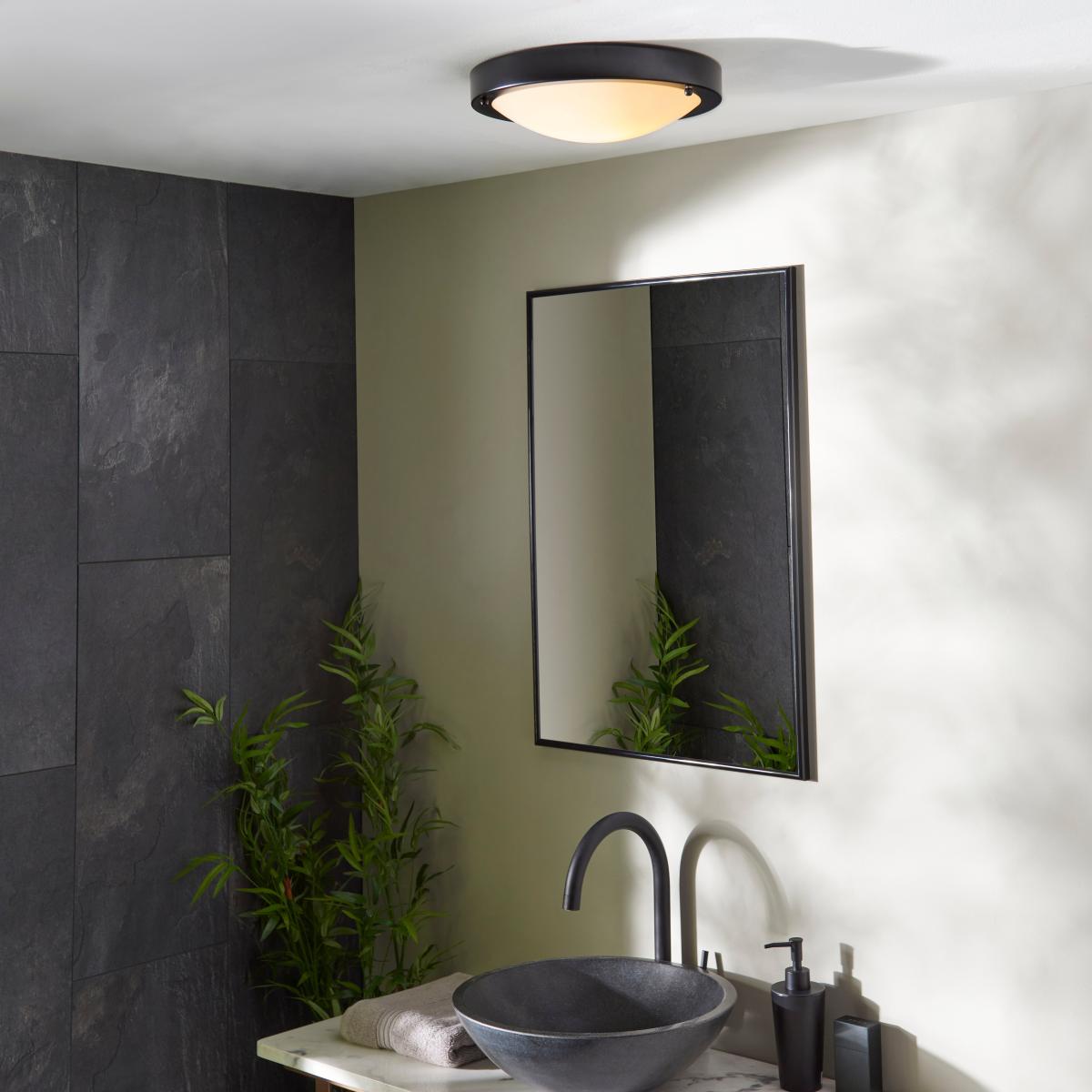 Pluto Black Bathroom 1 Light Flush Ceiling Fitting Black – image 5