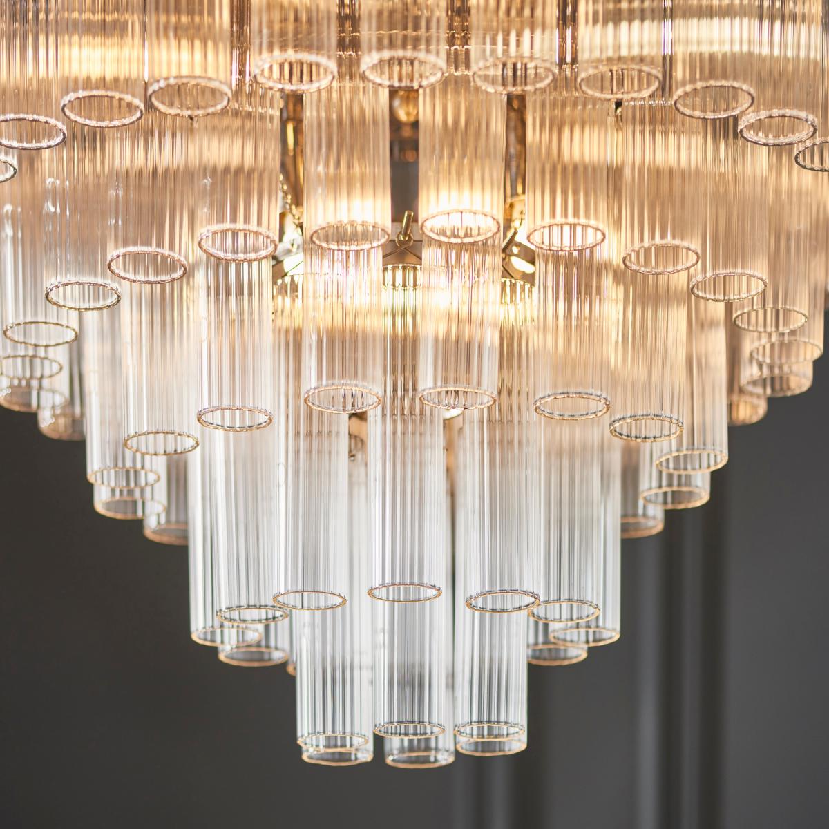 Vogue Chantilly Ribbed 12 Light Chandelier Silver – image 2