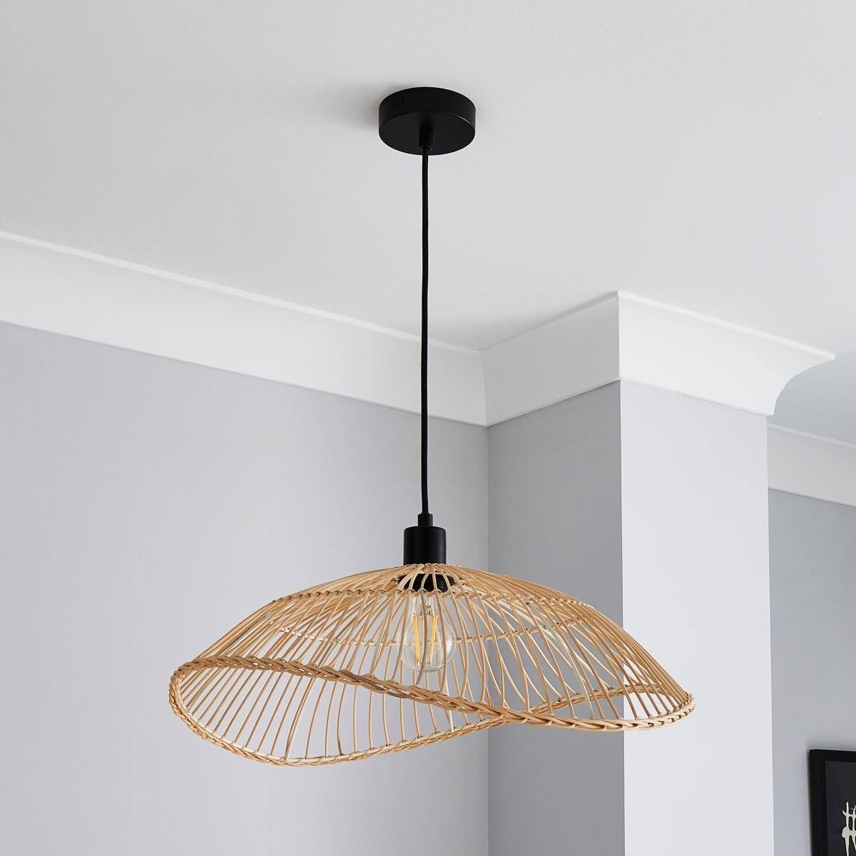 Elements Jaula Rattan 1 Light Ceiling Fitting Brown – image 2