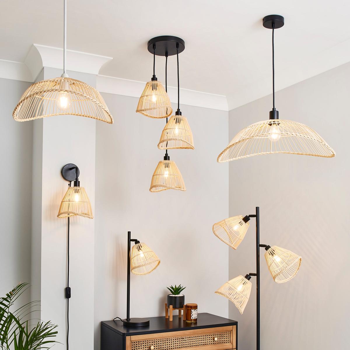 Elements Jaula Rattan 1 Light Ceiling Fitting Brown – image 4