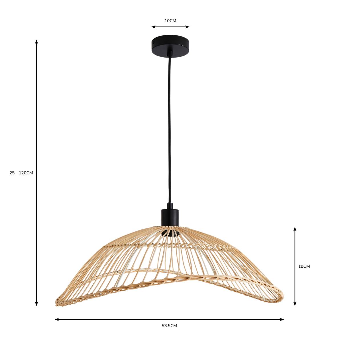 Elements Jaula Rattan 1 Light Ceiling Fitting Brown – image 6