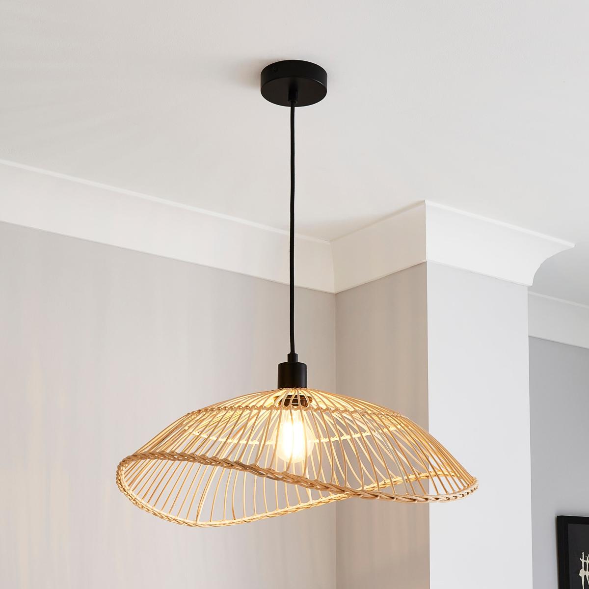 Elements Jaula Rattan 1 Light Ceiling Fitting Brown – image 1