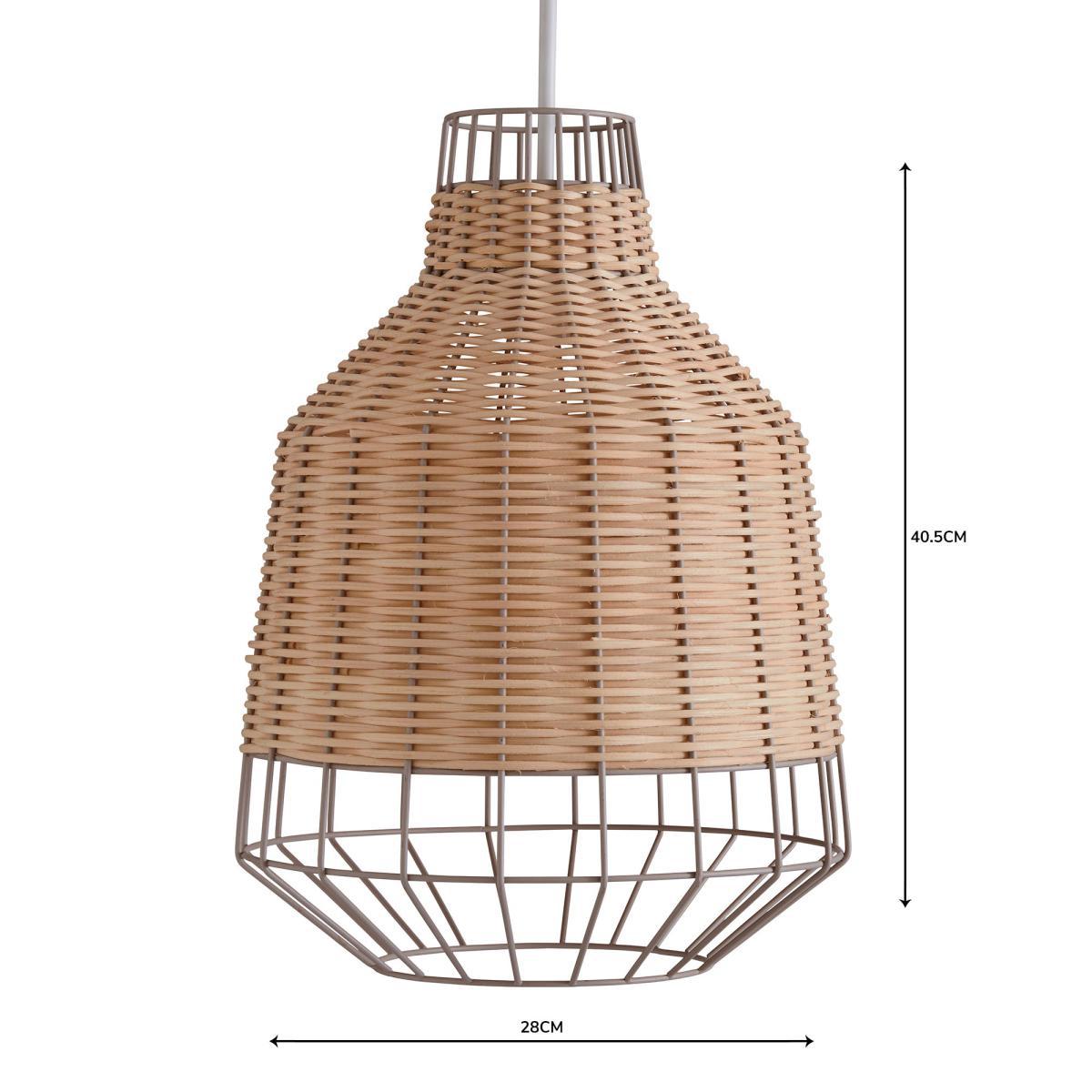 Ohio Light Rattan Easy Fit Pendant Brown – image 4