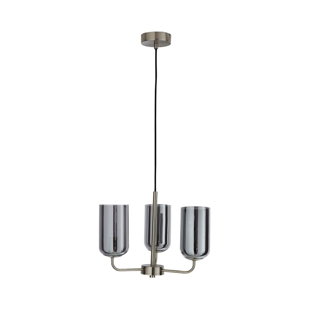 Palazzo 3 Light Smoked Glass Chandelier Chrome – image 5