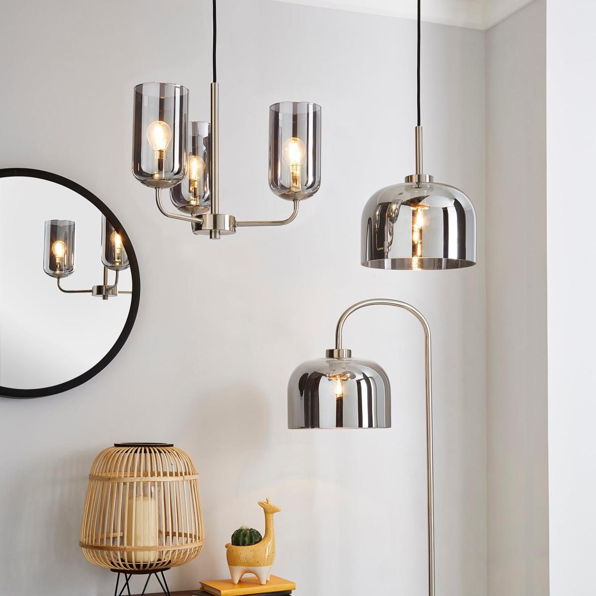 Palazzo 3 Light Smoked Glass Chandelier Chrome – image 6