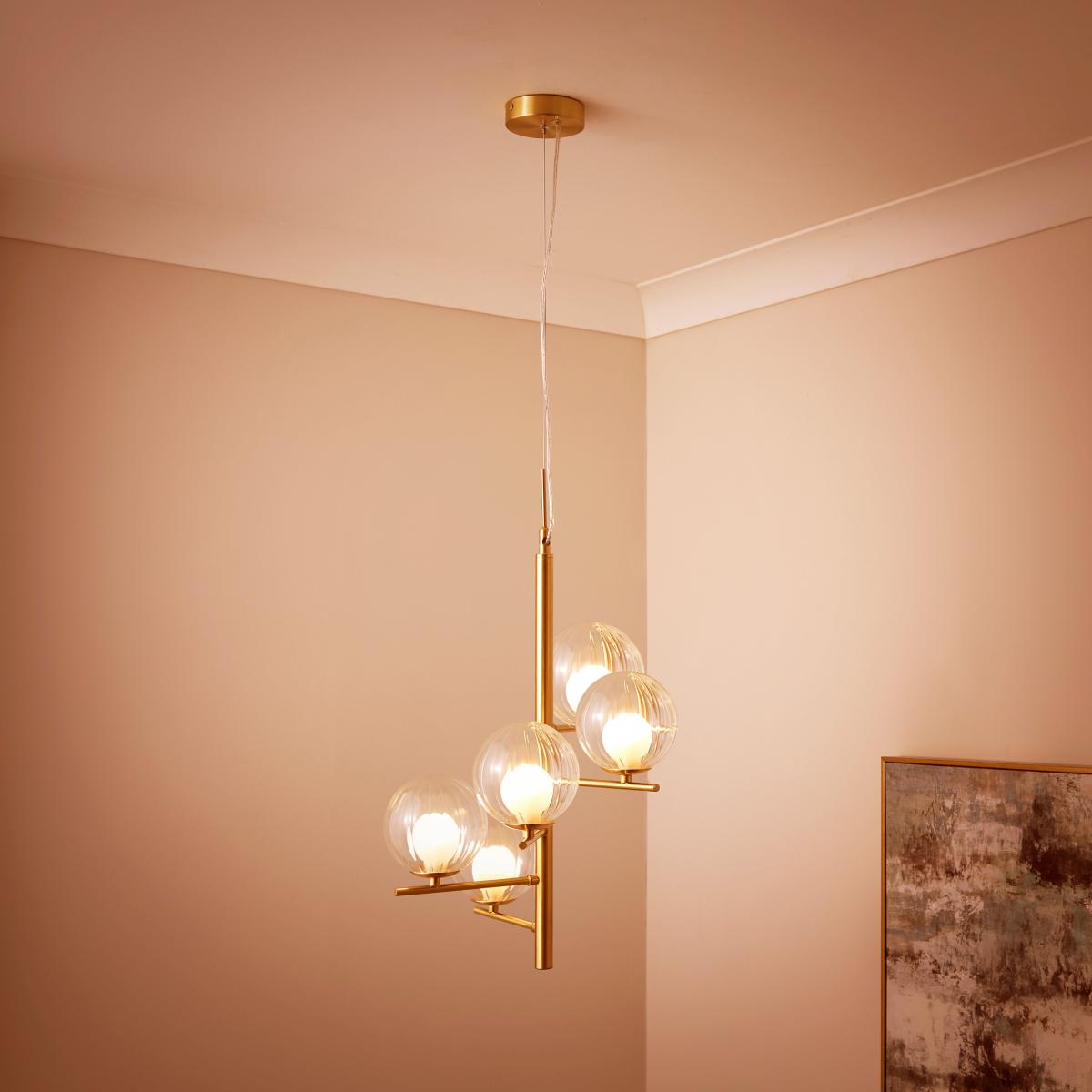 Leirah Ribbed Cluster Ceiling Light Gold – image 2
