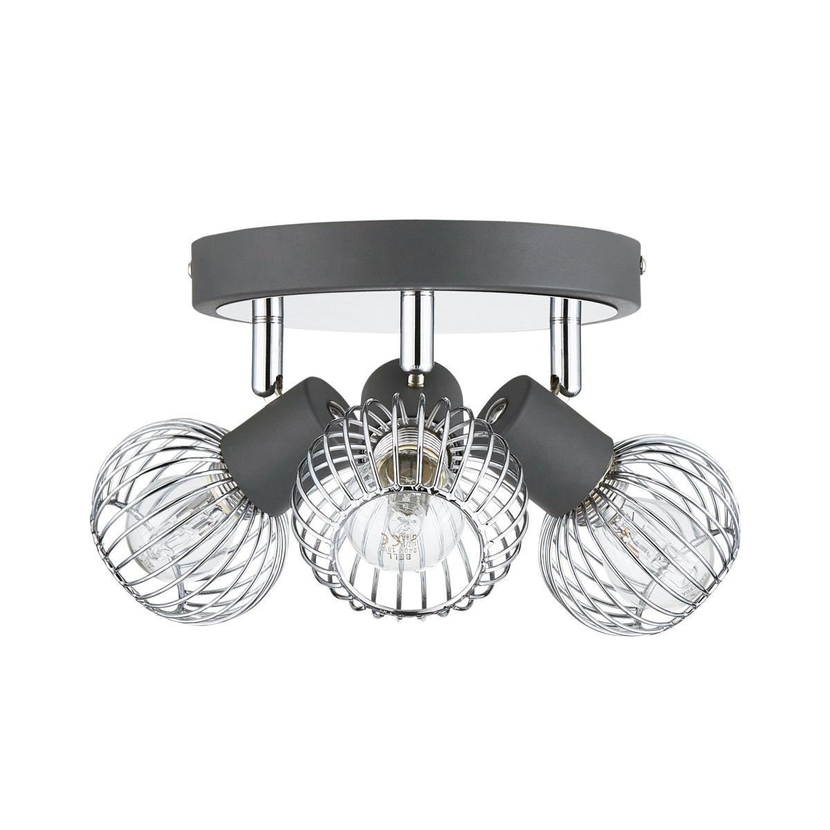 Mattia 3 Light Wire Cage Matt Grey Spotlight Chrome – image 5
