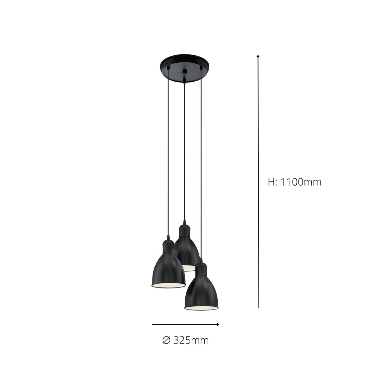 EGLO Priddy Steel Cluster Pendant Light Black – image 3