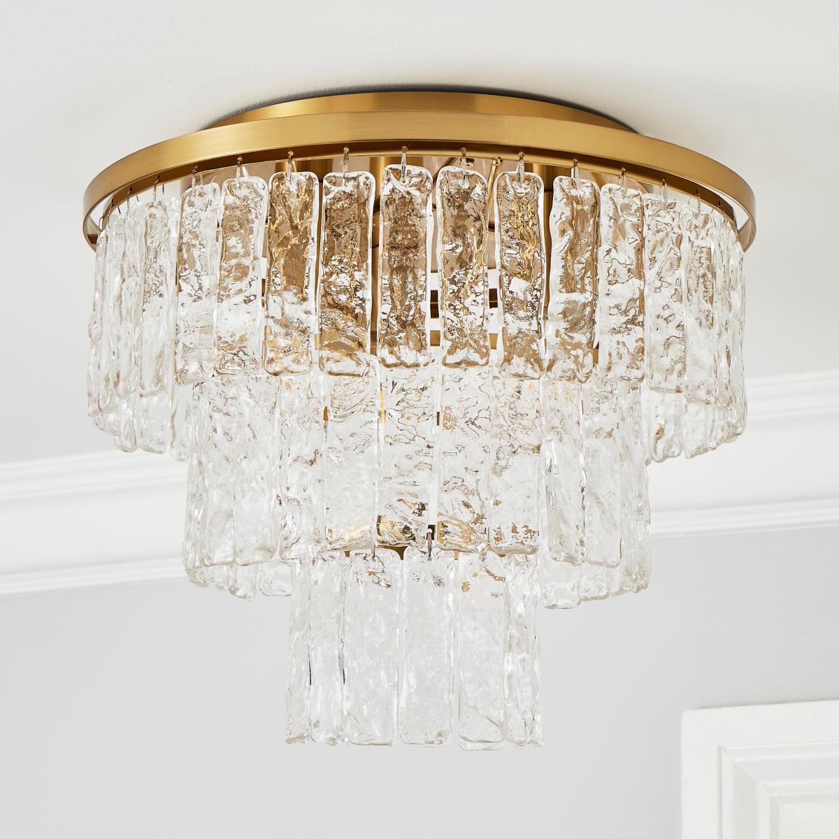Mankai Textured Glass Flush Ceiling Fitting Gold – image 2