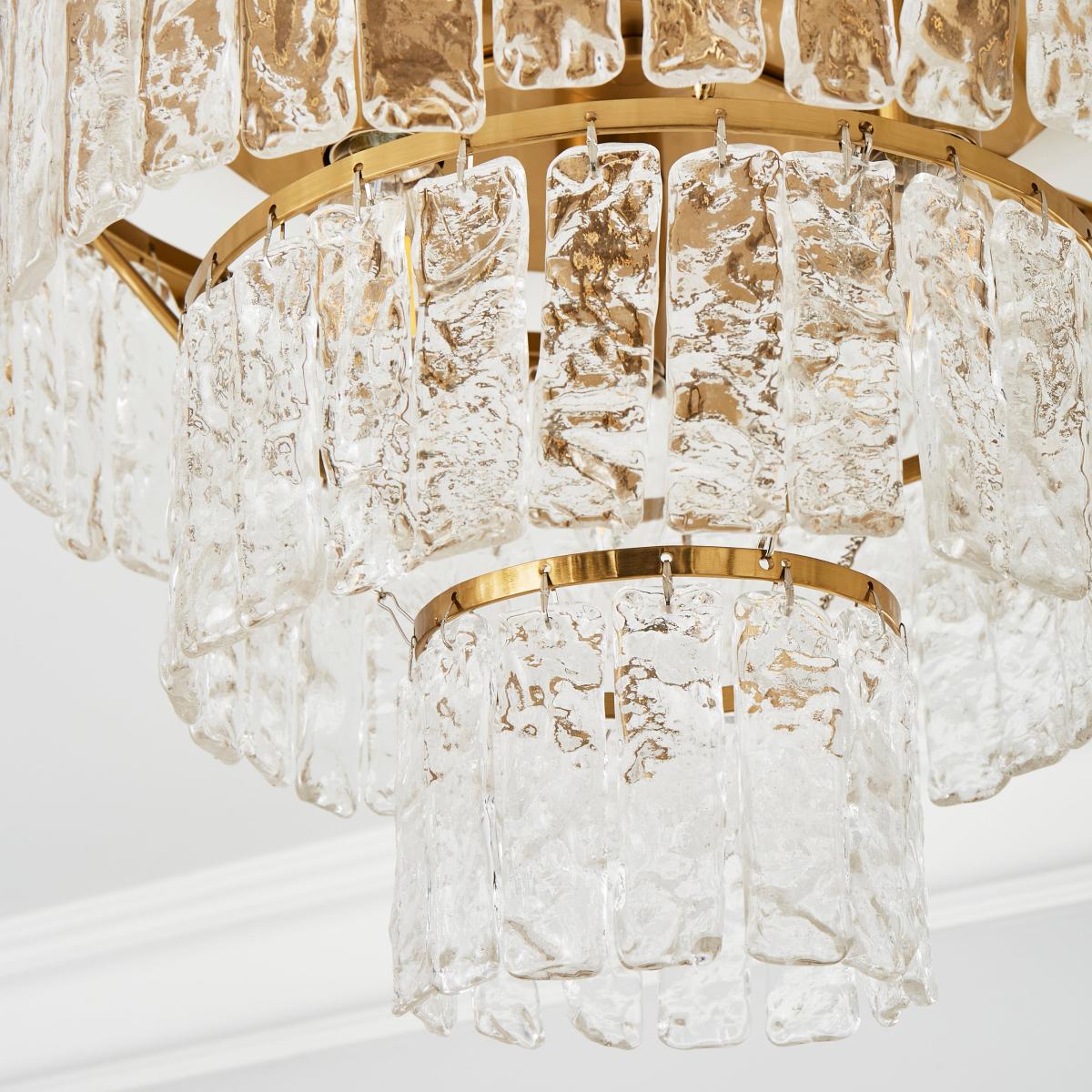 Mankai Textured Glass Flush Ceiling Fitting Gold – image 3