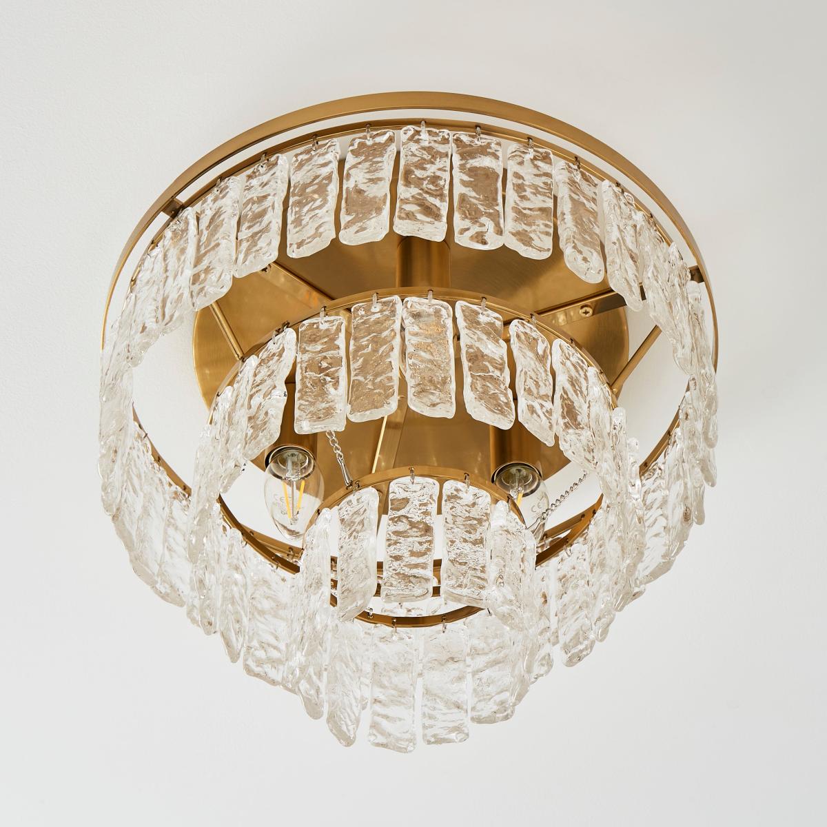 Mankai Textured Glass Flush Ceiling Fitting Gold – image 4