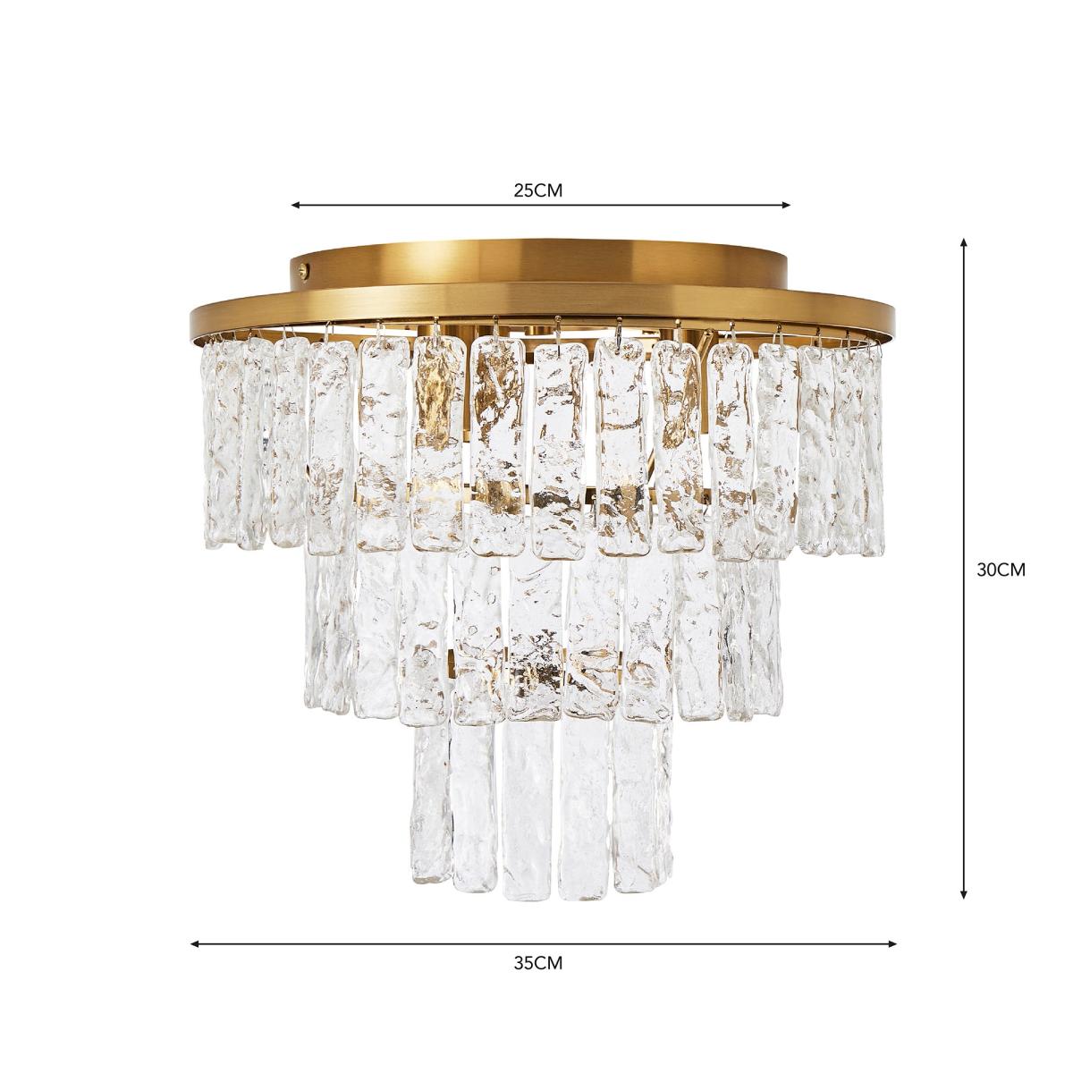 Mankai Textured Glass Flush Ceiling Fitting Gold – image 6