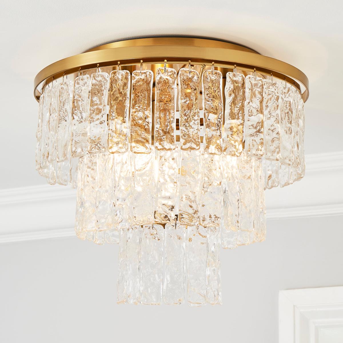 Mankai Textured Glass Flush Ceiling Fitting Gold – image 1