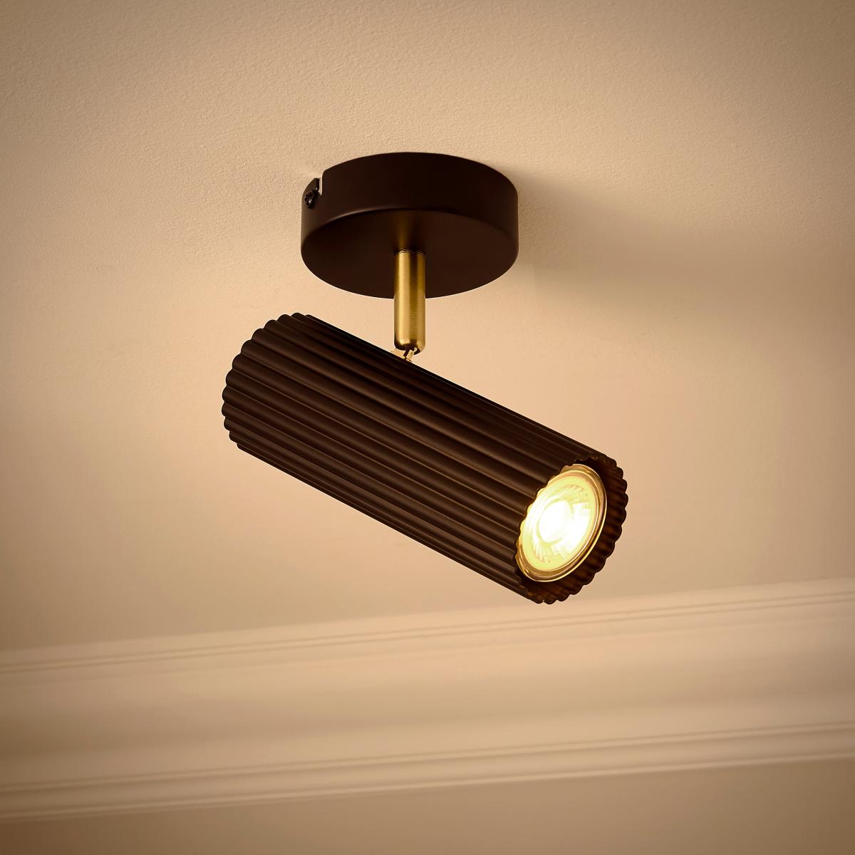 Georgi Industrial Ribbed Adjustable Spotlight Black – image 2