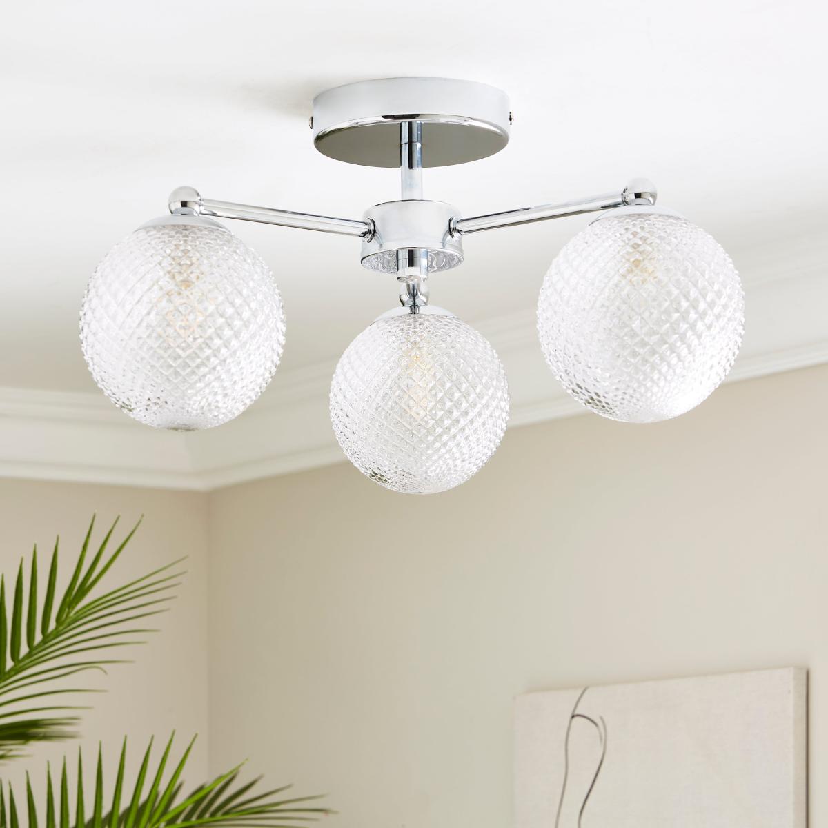 Vaughn 3 Light Semi Flush Ceiling Fitting Silver – image 2