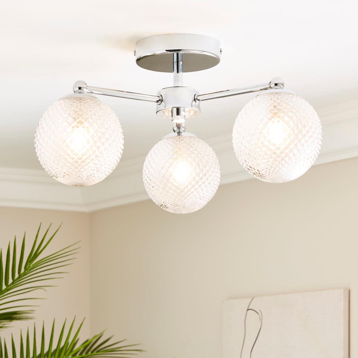 Vaughn 3 Light Semi Flush Ceiling Fitting Silver – image 1