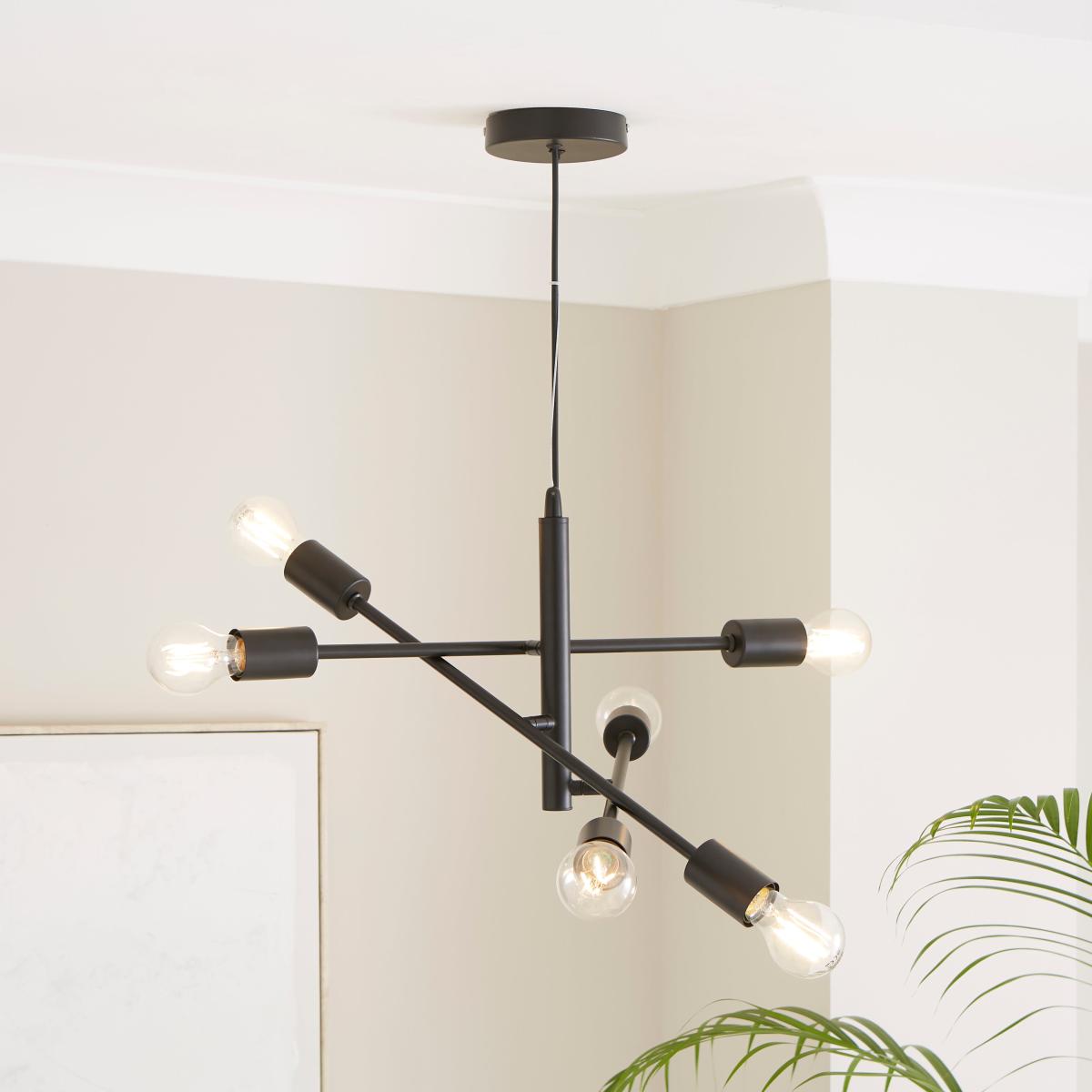 Koppla 6 Light Pendant Ceiling Fitting Black – image 1