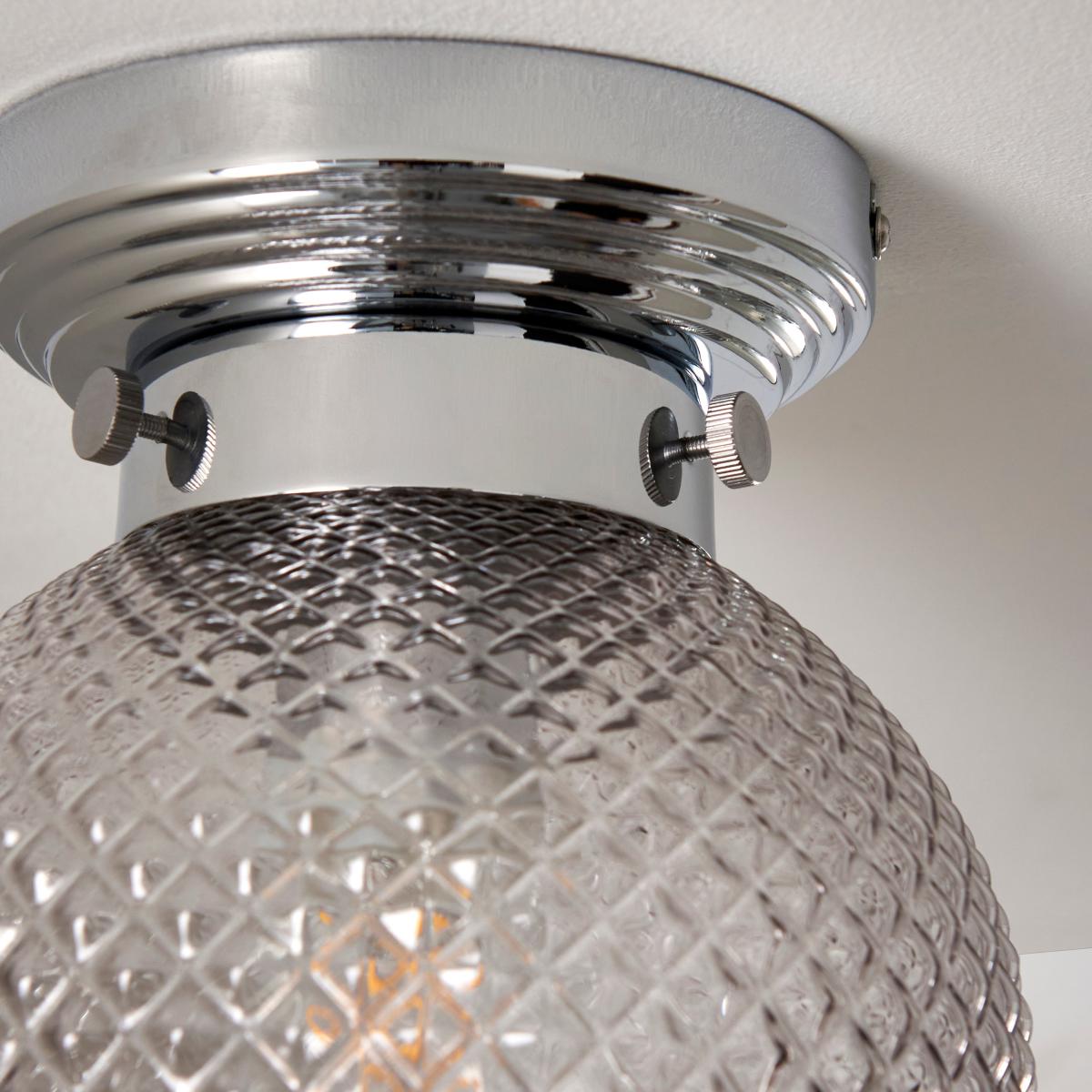 Tropic Bathoom Faceted Sphere 1 Light Flush Ceiling Fitting Grey – image 4
