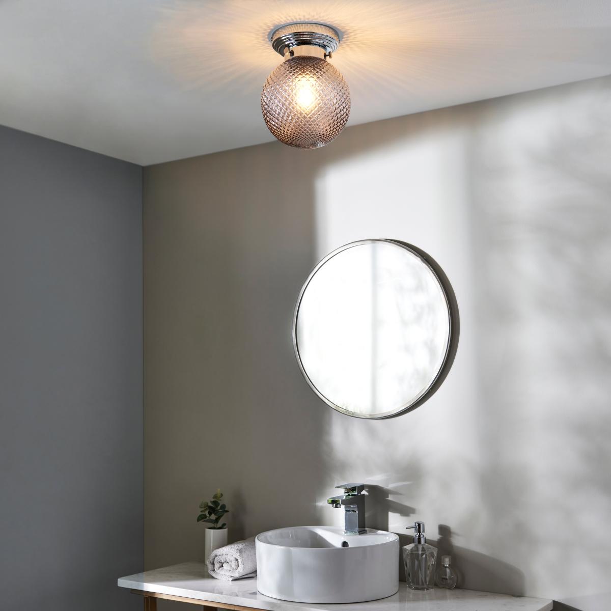 Tropic Bathoom Faceted Sphere 1 Light Flush Ceiling Fitting Grey – image 5