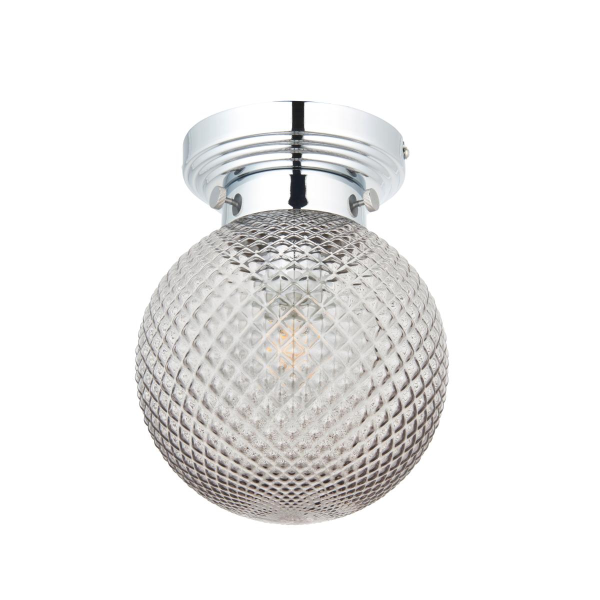 Tropic Bathoom Faceted Sphere 1 Light Flush Ceiling Fitting Grey – image 6