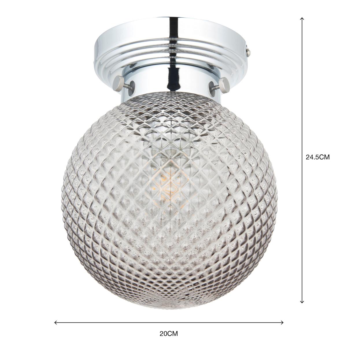 Tropic Bathoom Faceted Sphere 1 Light Flush Ceiling Fitting Grey – image 7