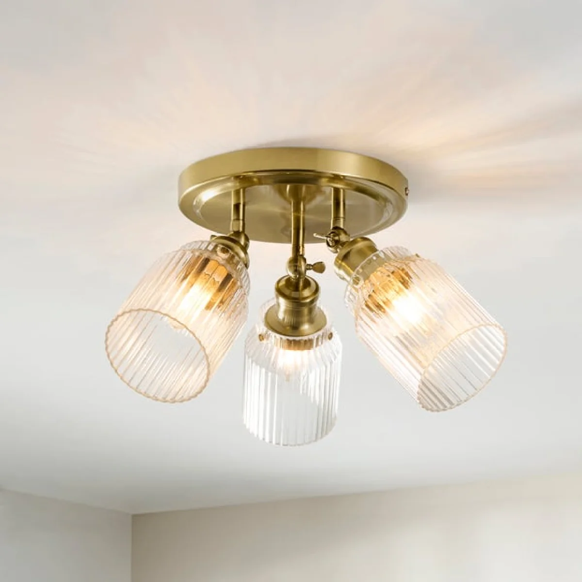 Tobias Industrial Ribbed 3 Light Adjustable Semi Flush Spotlight – image 1