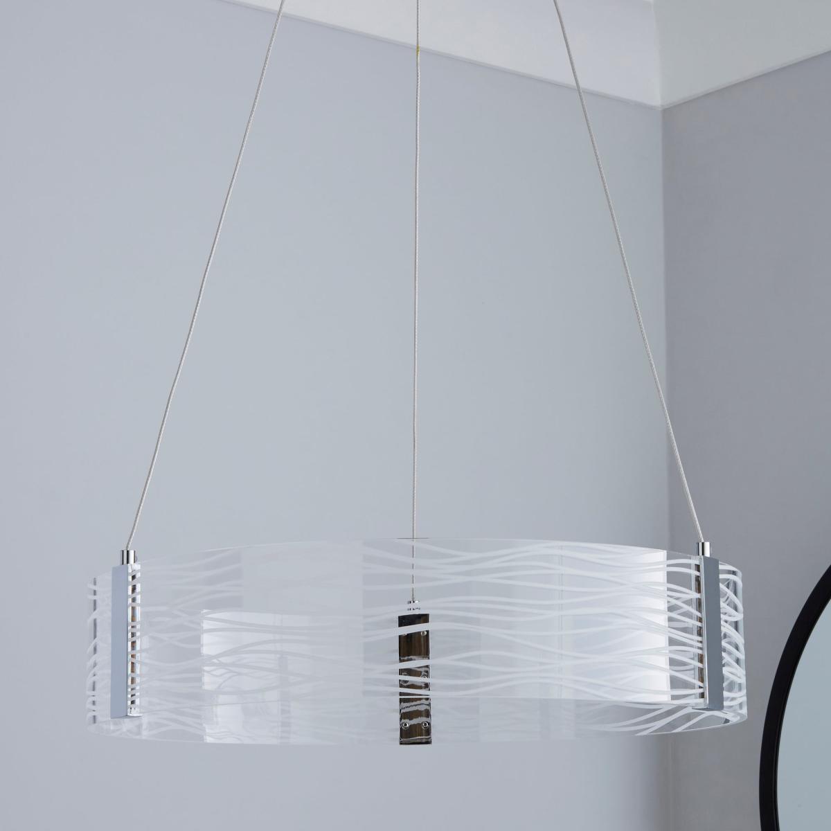 Clee Etched Integrated LED Hoop Ceiling Fitting Chrome – image 2