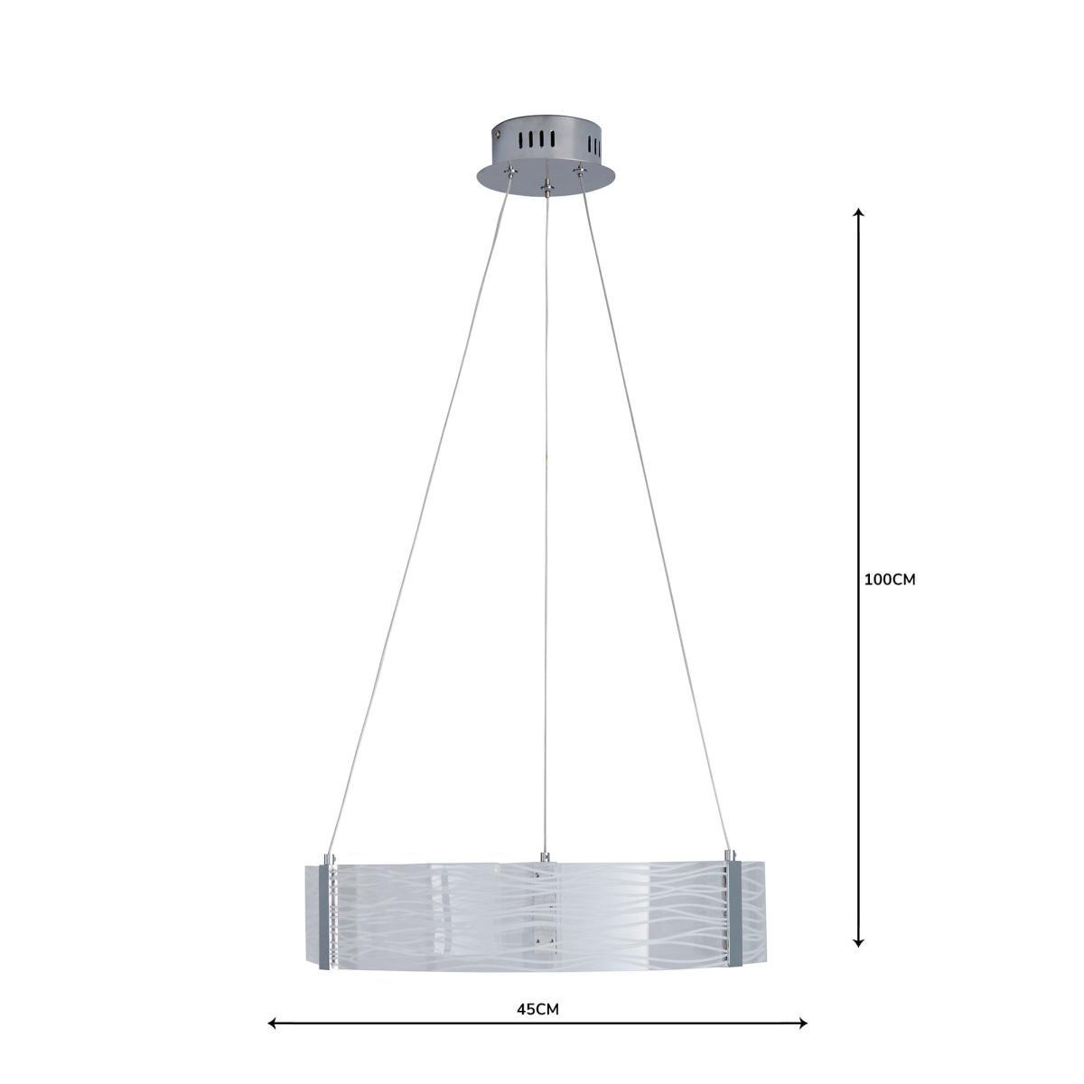 Clee Etched Integrated LED Hoop Ceiling Fitting Chrome – image 5