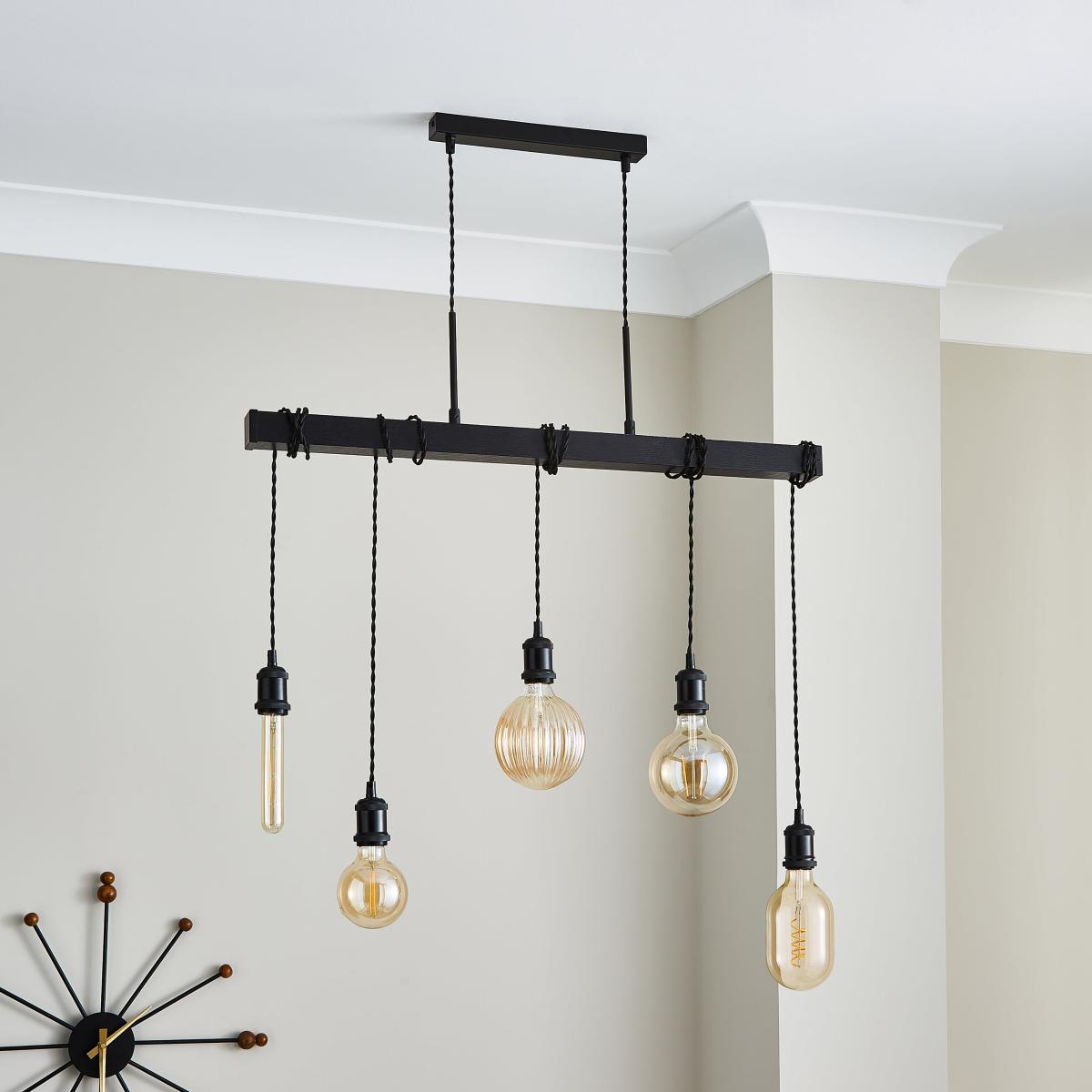 Fulton 5 Light Black Diner Fitting Black – image 2
