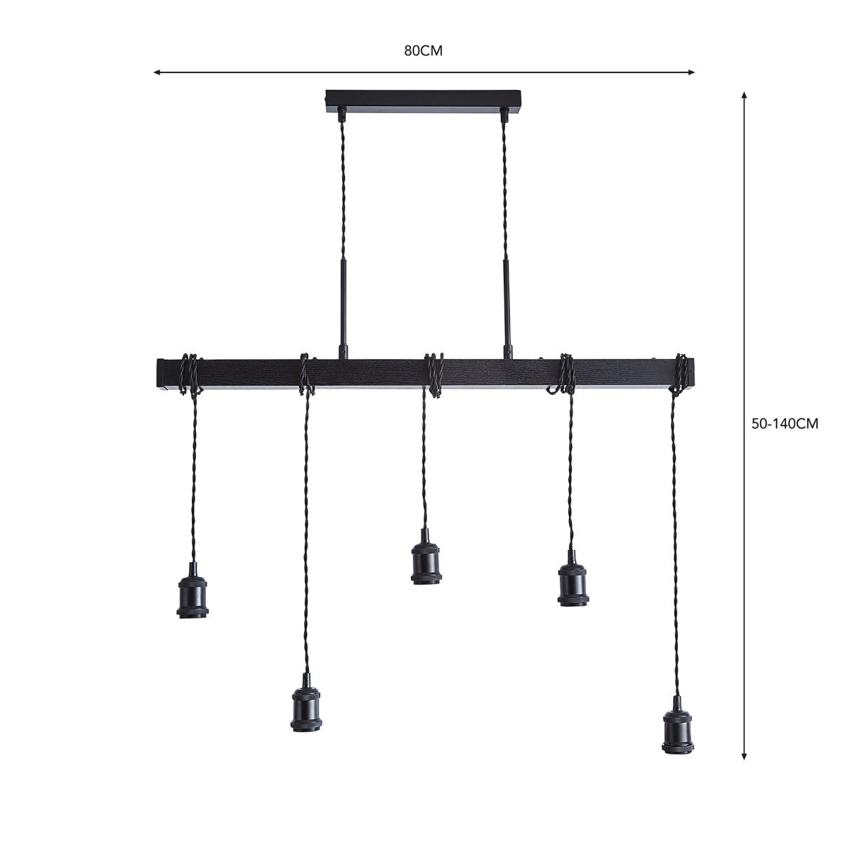 Fulton 5 Light Black Diner Fitting Black – image 5