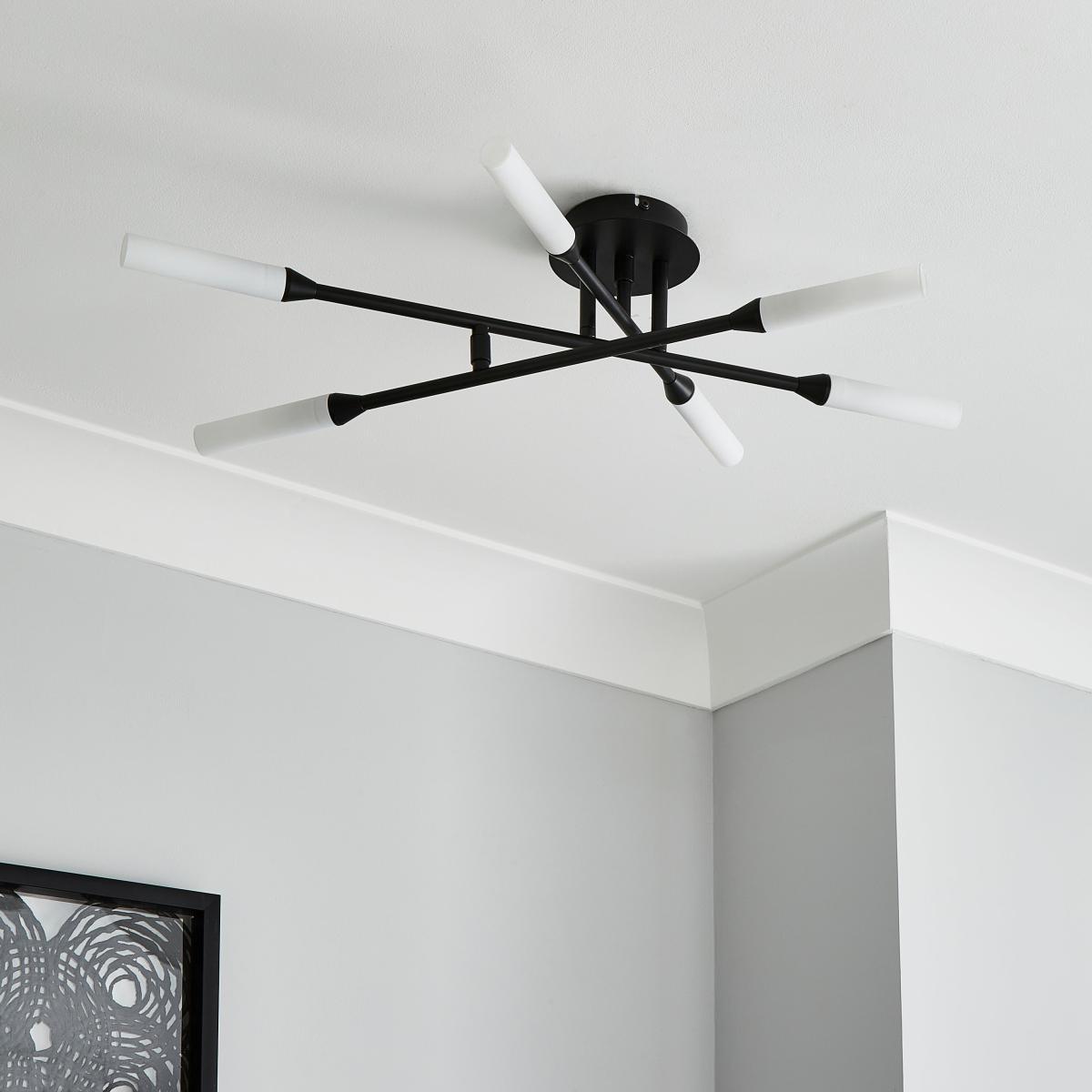 Elements Fontain 6 Light Ceiling Fitting 70cm Black – image 2