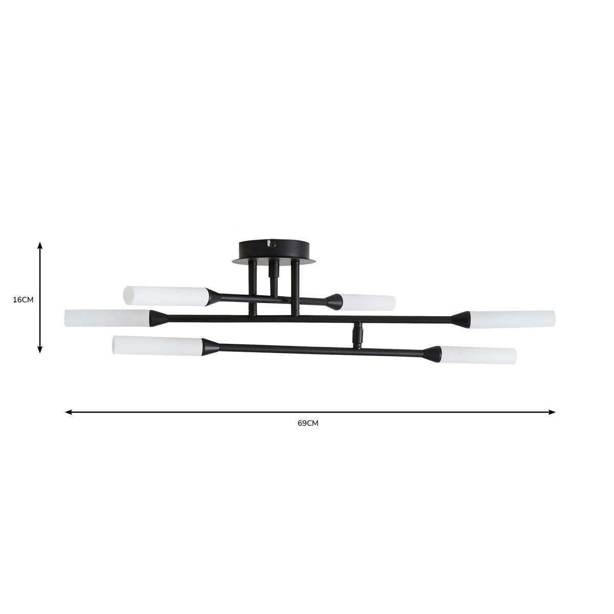 Elements Fontain 6 Light Ceiling Fitting 70cm Black – image 7