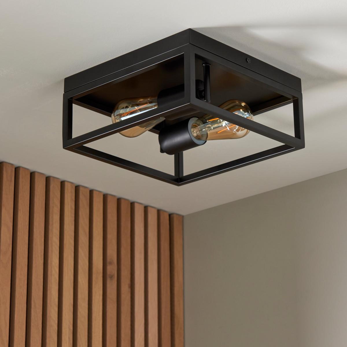 Bathroom London 2 Light Flush Fitting Black – image 2