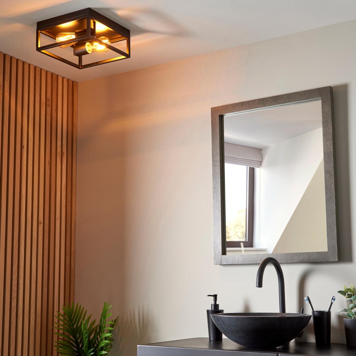 Bathroom London 2 Light Flush Fitting Black – image 3