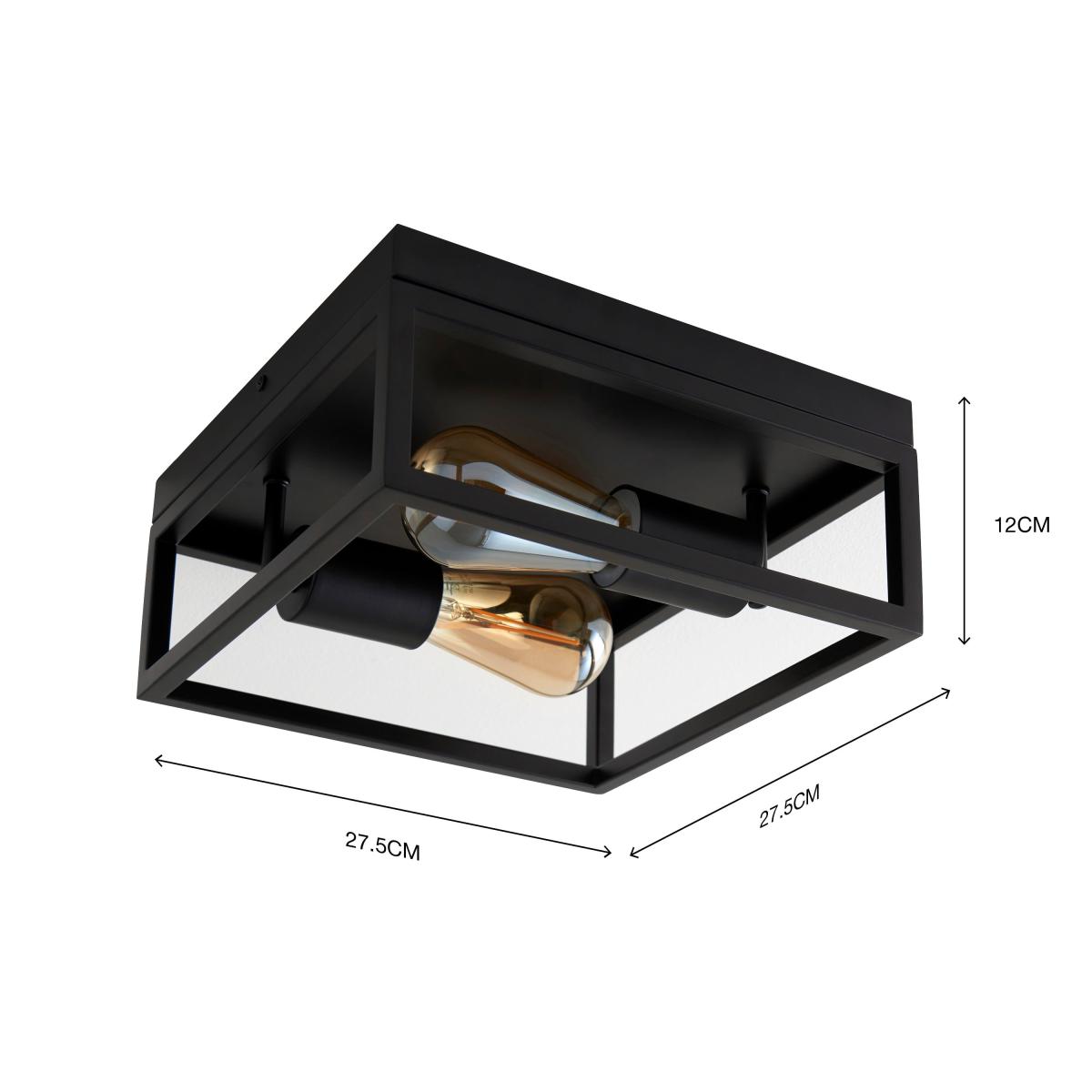 Bathroom London 2 Light Flush Fitting Black – image 6