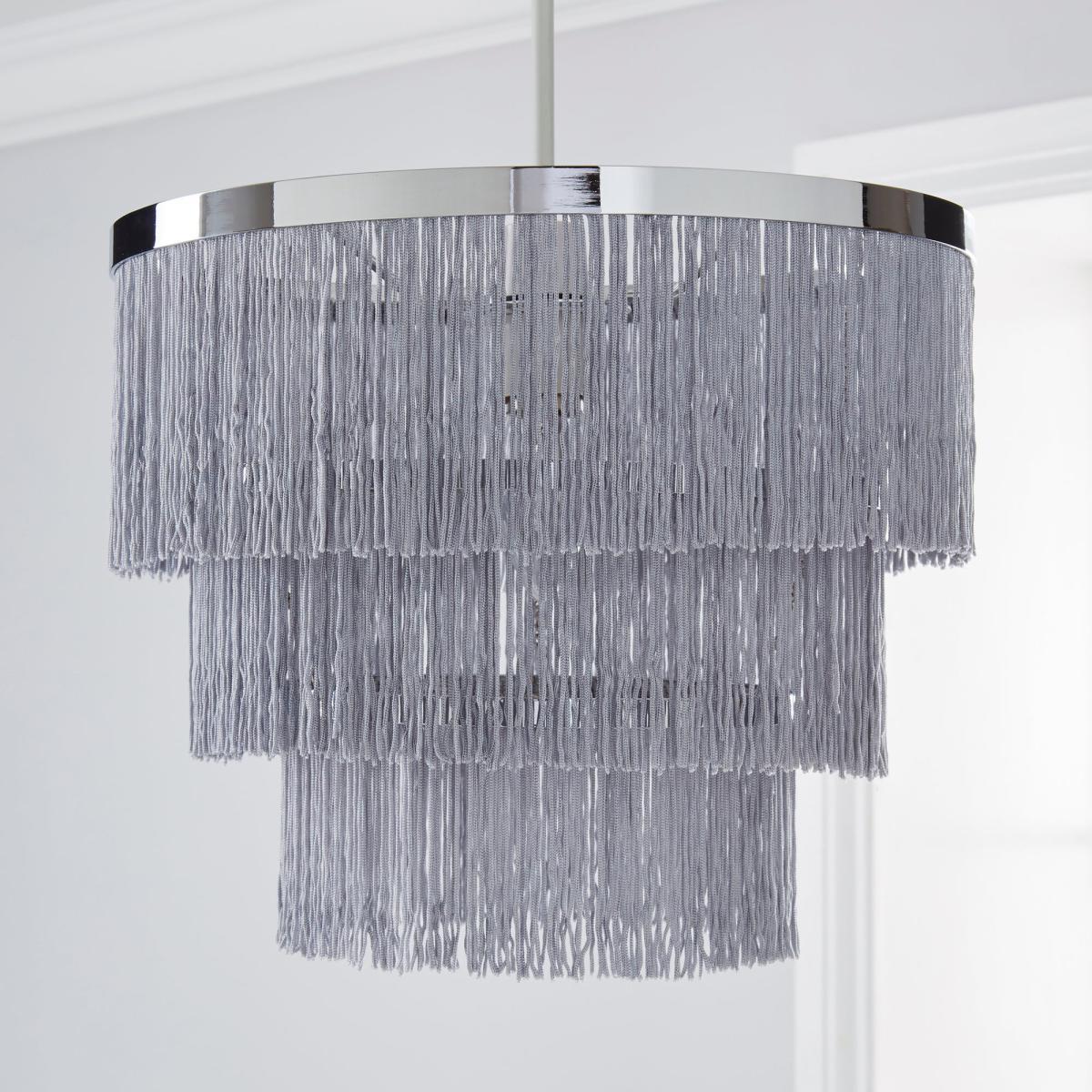 Jaz Fringe Grey Easy Fit Pendant Grey and Silver – image 2