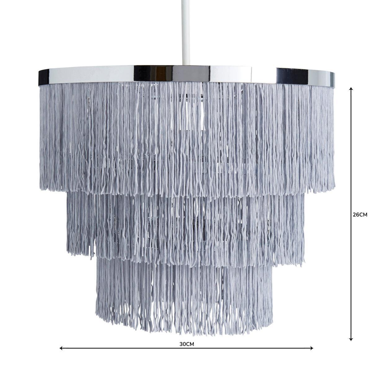 Jaz Fringe Grey Easy Fit Pendant Grey and Silver – image 4