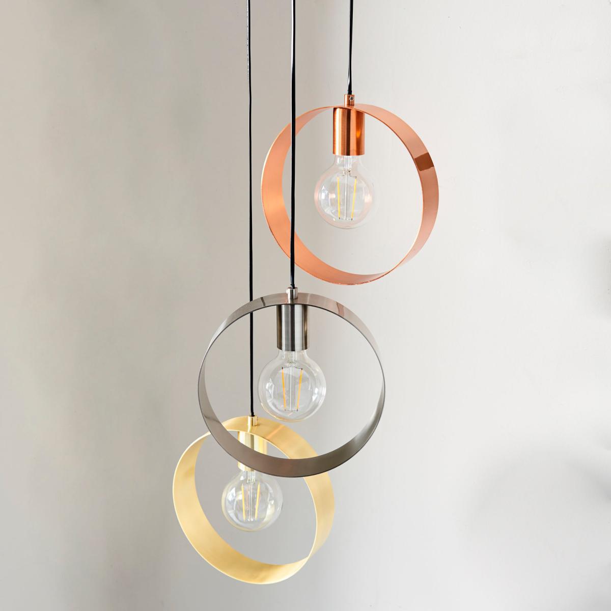 Vogue Circ 3 Light Pendant Fitting Brass Nickel (Brass) – image 2