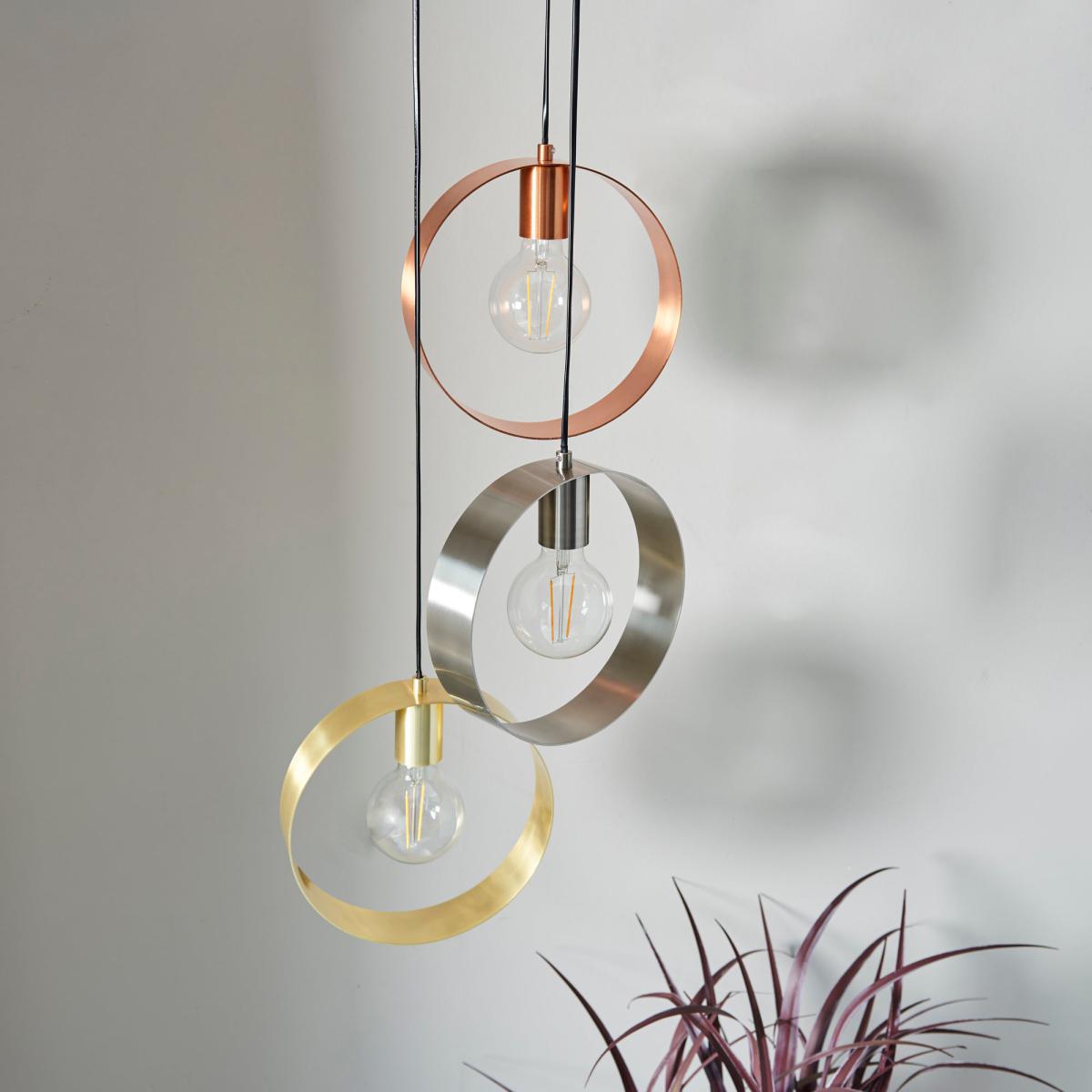 Vogue Circ 3 Light Pendant Fitting Brass Nickel (Brass) – image 4