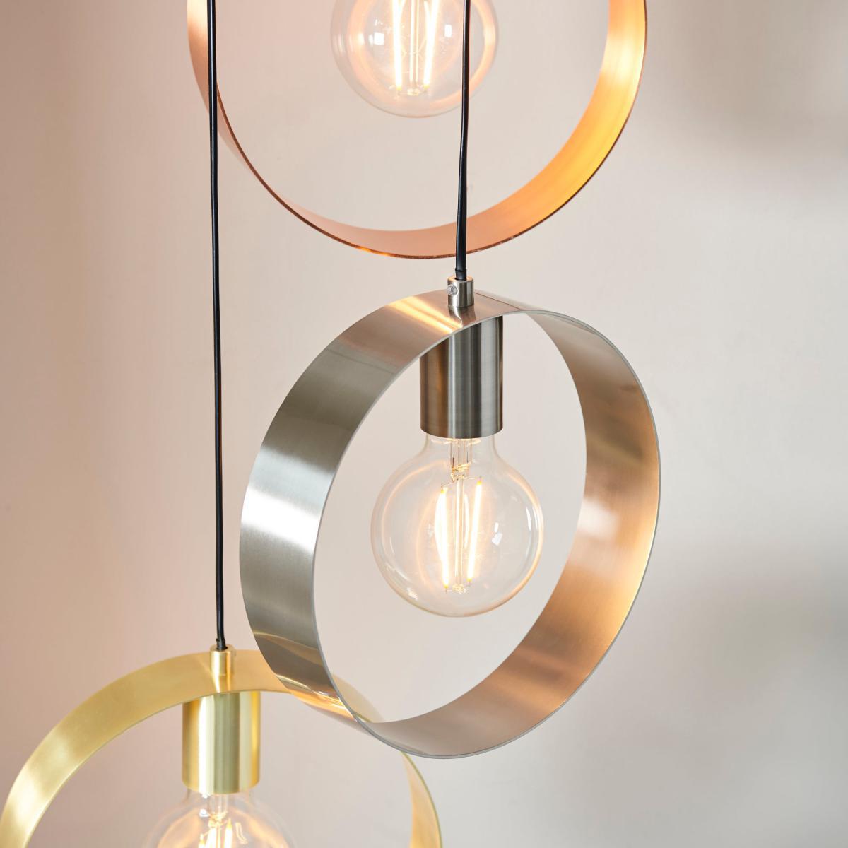 Vogue Circ 3 Light Pendant Fitting Brass Nickel (Brass) – image 5