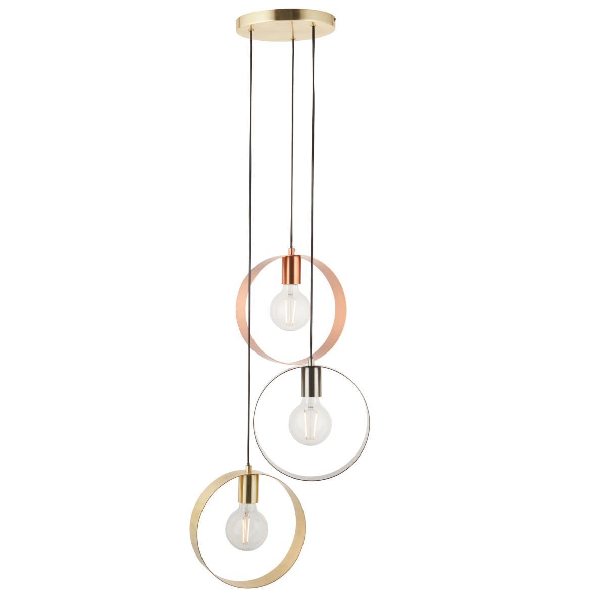 Vogue Circ 3 Light Pendant Fitting Brass Nickel (Brass) – image 6
