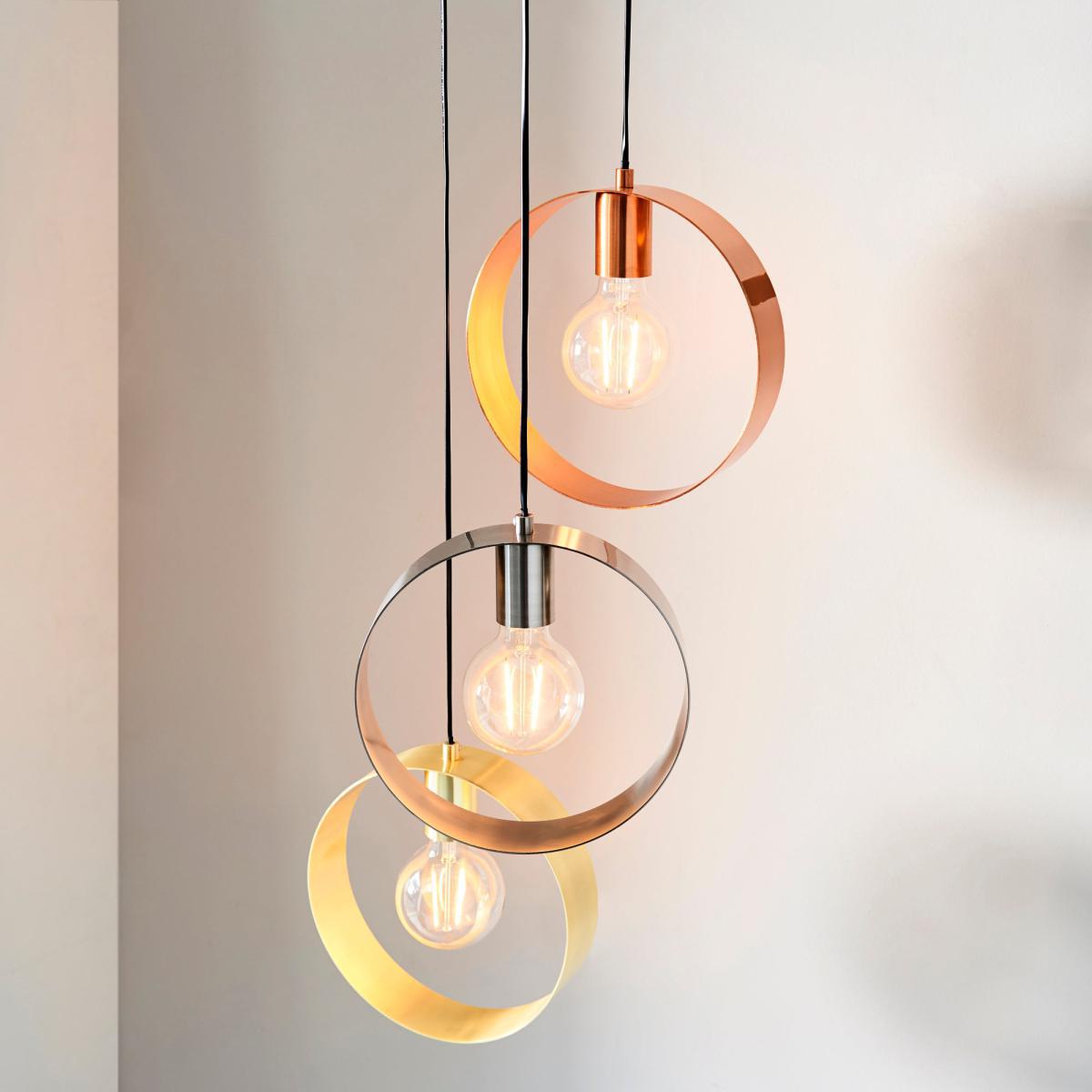 Vogue Circ 3 Light Pendant Fitting Brass Nickel (Brass) – image 1