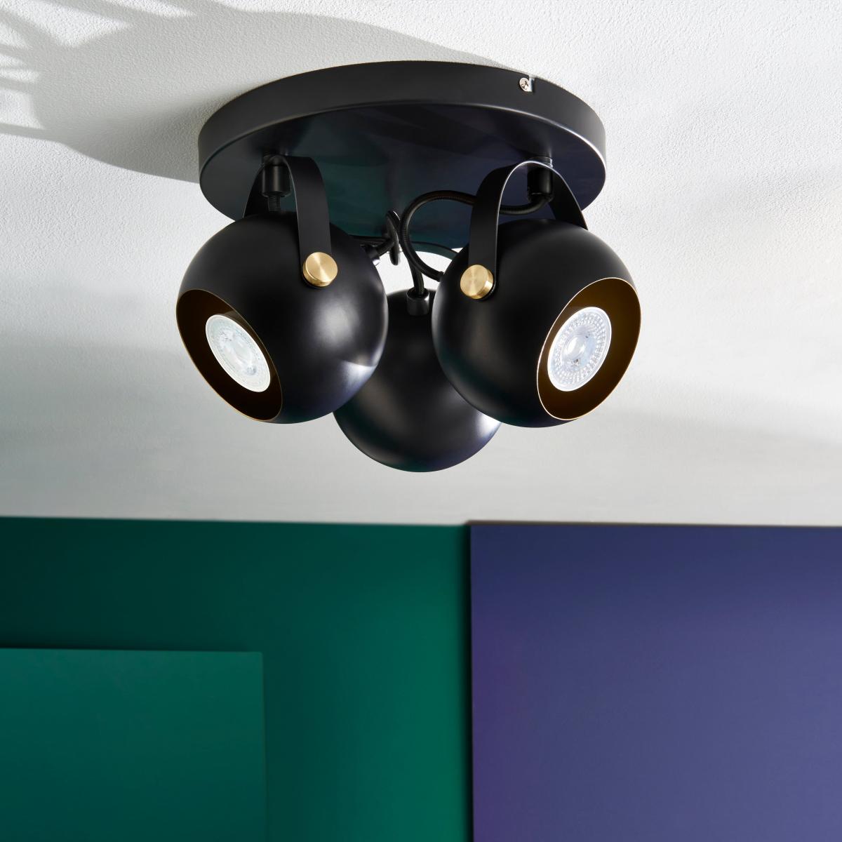 Elements Olympa 3 Light Adjustable Spotlight Black – image 2